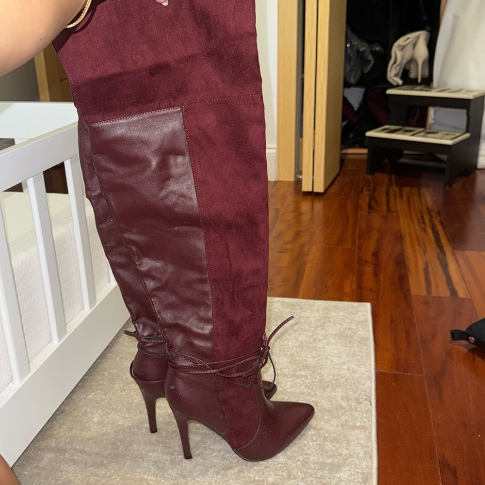 Over the knee suede boots